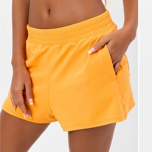 Frankies Bikinis Shorts Womens Small Morgan Terry High Rise Sundown Orange Beach